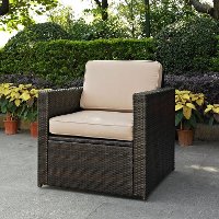 KO70088BR-SA Sand and Brown Wicker Patlo Arm Chair - Palm Harbor