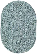 2 XX-Small Ocean Blue Oval Braided Indoor-Outdoor Rug - Sea Glass