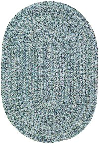 XX-Small Ocean Blue Oval Braided Indoor-Outdoor Rug - Sea Glass
