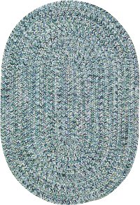 2 x 3 X-Small Ocean Blue Oval Braided Indoor-Outdoor Rug - Sea Glass