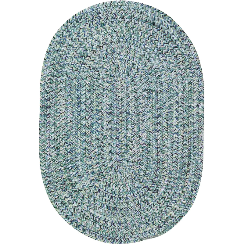 0110VS00240036400 2 x 3 X-Small Ocean Blue Oval Braided Indoor-Outdoor Rug - Sea Glass