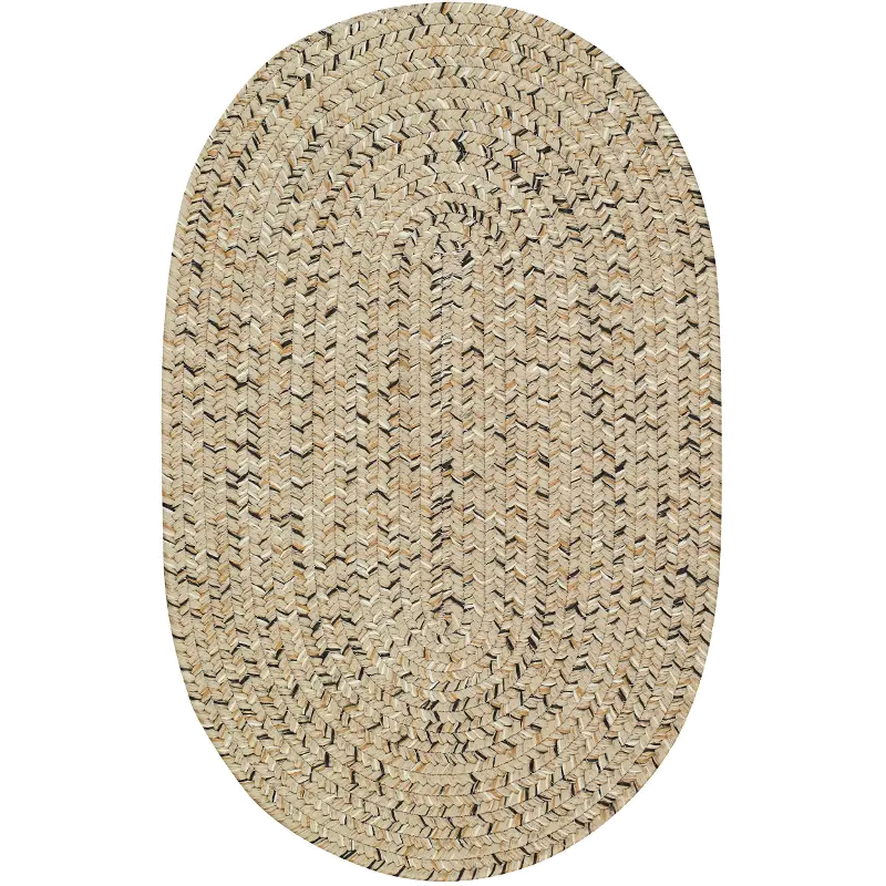 0110VS00240036600 2 x 3 X-Small Shell Taupe Oval Braided Indoor-Outdoor Rug - Sea Glass
