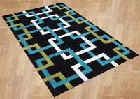 8 x 10 Large Black, Green, and Blue Rug - Capetown