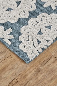 8 x 11 Large Ivory & Sea Blue Rug - Primrose