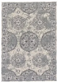 5 x 8 Medium Silver and Beige Area Rug - Akhari