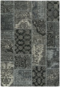 5 x 8 Medium Silver and Black Area Rug - Cosmic-Patchwork