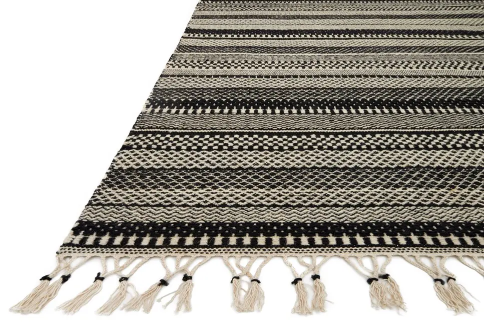IK-01BLACK/IVORY-2.3X3.9 Magnolia Home Furniture 2 x 4 X-Small Black and Ivory Area Rug - Mikey-1