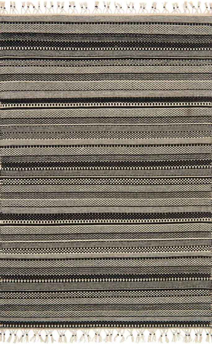 IK-01BLACK/IVORY-2.3X3.9 Magnolia Home Furniture 2 x 4 X-Small Black and Ivory Area Rug - Mikey-2