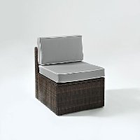 KO70090BR-GY Gray and Brown Wicker Patio Armless Chair - Palm Harbor