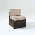 KO70090BR-SA Sand and Brown Wicker Patio Armless Chair - Palm Harbor