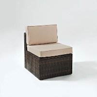 KO70090BR-SA Sand and Brown Wicker Patio Armless Chair - Palm Harbor