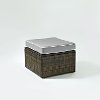 KO70091BR-GY Gray and Brown Wicker Patio Ottoman - Palm Harbor