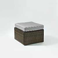 KO70091BR-GY Gray and Brown Wicker Patio Ottoman - Palm Harbor
