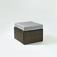 KO70091BR-GY Gray and Brown Wicker Patio Ottoman - Palm Harbor
