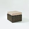 KO70091BR-SA Sand and Brown Wicker Patio Ottoman - Palm Harbor