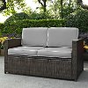 KO70092BR-GY Gray and Brown Wicker Patio Furniture Loveseat - Palm Harbor