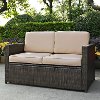 KO70092BR-SA Sand and Brown Wicker Patio Furniture Loveseat - Palm Harbor