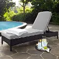 KO70093BR-GY Palm Harbor Gray and Wicker Patio Chaise Lounge