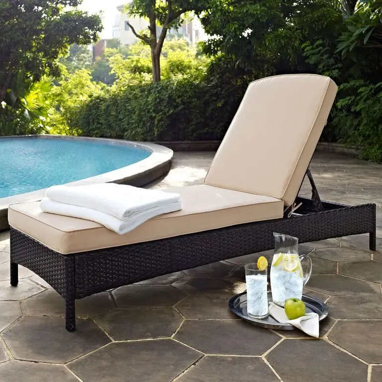 KO70093BR-SA Palm Harbor Sand and Wicker Patio Chaise Lounge