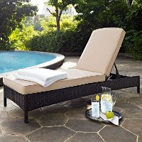 KO70093BR-SA Sand and Brown Wicker Patio Chaise Lounge - Palm Harbor
