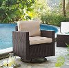 KO70094BR-SA Sand and Brown Wicker Patio Swivel Rocker Chair - Palm Harbor