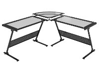 Contemporary L Shaped Glass Top Computer Desk - Delano