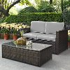 KO70002BR-GY Gray and Brown 2 Piece Wicker Furniture Set - Palm Harbor