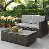 KO70002BR-GY Gray and Brown 2 Piece Wicker Furniture Set - Palm Harbor