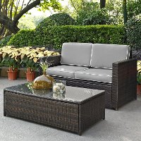 KO70002BR-GY Gray and Brown 2 Piece Wicker Furniture Set - Palm Harbor