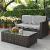 KO70002BR-GY Palm Harbor Gray and Wicker 2 pc Loveseat and Table Set