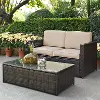 KO70002BR-SA Palm Harbor Sand and Wicker 2 pc Loveseat and Table Set