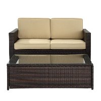KO70002BR-SA Sand and Brown 2 Piece Wicker Furniture Set - Palm Harbor