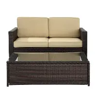KO70002BR-SA Sand and Brown 2 Piece Wicker Furniture Set - Palm Harbor