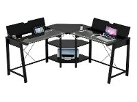 Glass Top L Shaped Computer Desk - Vance