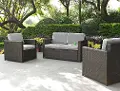 KO70003BR-GY Palm Harbor 3 Piece Gray and Wicker Patio Furniture Set