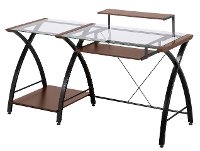 Contemporary Glass Top Computer Desk - Brisa