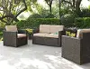 KO70003BR-SA 3 Piece Loveseat and Chairs Wicker Furniture Set - Palm Harbor