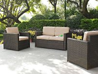 KO70003BR-SA 3 Piece Loveseat and Chairs Wicker Furniture Set - Palm Harbor