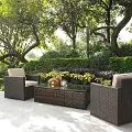 KO70004BR-SA Palm Harbor Sand and Wicker 3 pc Patio Armchair Set