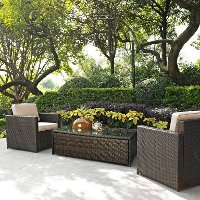 KO70004BR-SA Sand and Brown 3 Piece Wicker Furniture Set - Palm Harbor