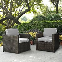 KO70005BR-GY Gray and Brown 2 Piece Wicker Furniture Set - Palm Harbor