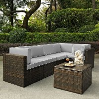 KO70007BR-GY Gray and Brown 6 Piece Wicker Patio Furniture Set - Palm Harbor