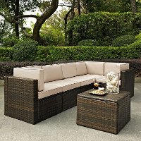 KO70007BR-SA Sand and Brown 6 Piece Wicker Furniture Set - Palm Harbor