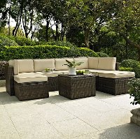 KO70008BR-GY Gray and Brown 8 Piece Wicker Furniture Set - Palm Harbor