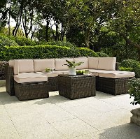 KO70008BR-SA Sand and Brown 8 Piece Wicker Furniture Set - Palm Harbor