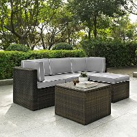 KO70011BR-GY Gray and Brown 5 Piece Wicker Furniture Set - Palm Harbor