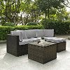 KO70011BR-GY Gray and Brown 5 Piece Wicker Patio Furniture Set - Palm Harbor