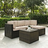 KO70011BR-SA Sand and Brown 5 Piece Wicker Furniture Set - Palm Harbor