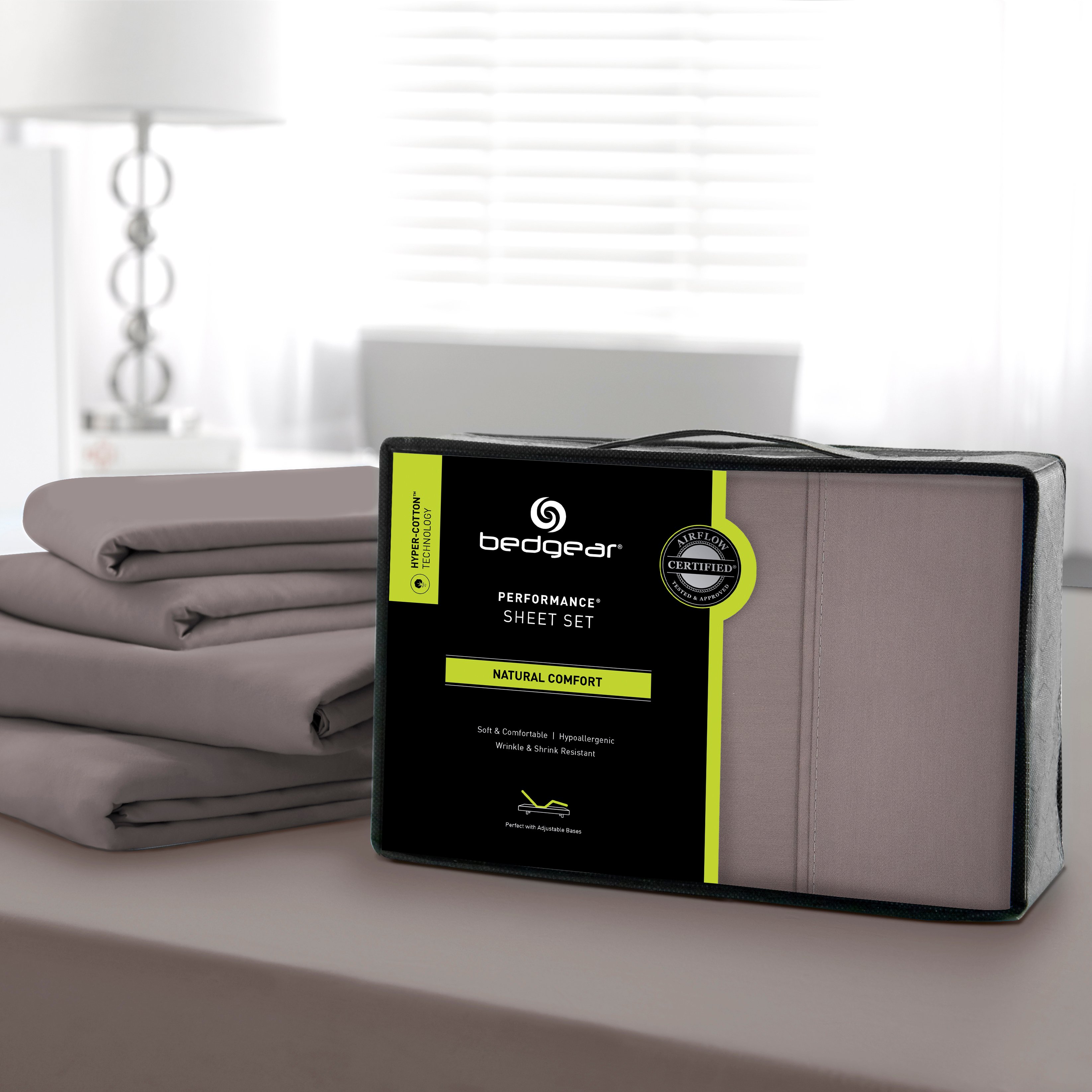 BGS21ASFQ Bedgear Gray Hyper Cotton Queen Bed Sheets-6