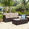KO70048BR-SA Sand and Brown Wicker Patio Furniture Sofa - Palm Harbor